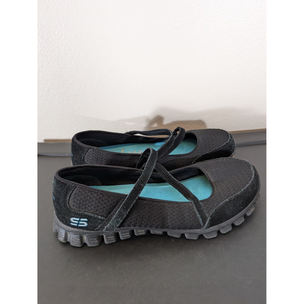 Skechers EZ Flex 2 Womens Siz 8 Memory Foam Sneakers Black Mesh Suede Walking